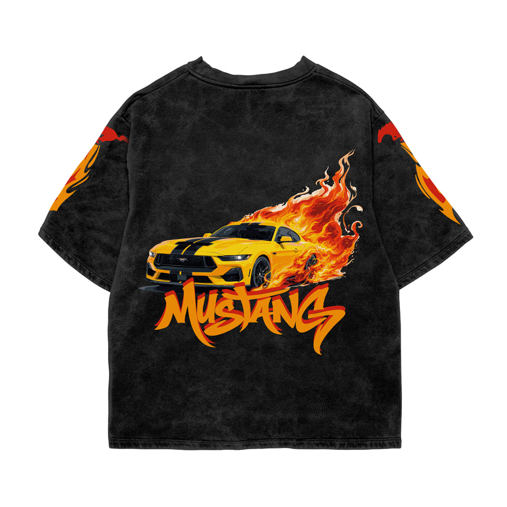 Yellow Fury Acid Wash Oversized Tee