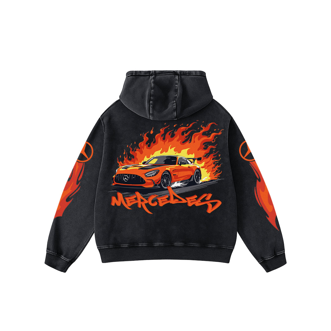 Apex Flame Acid Wash Oversized Hoodie