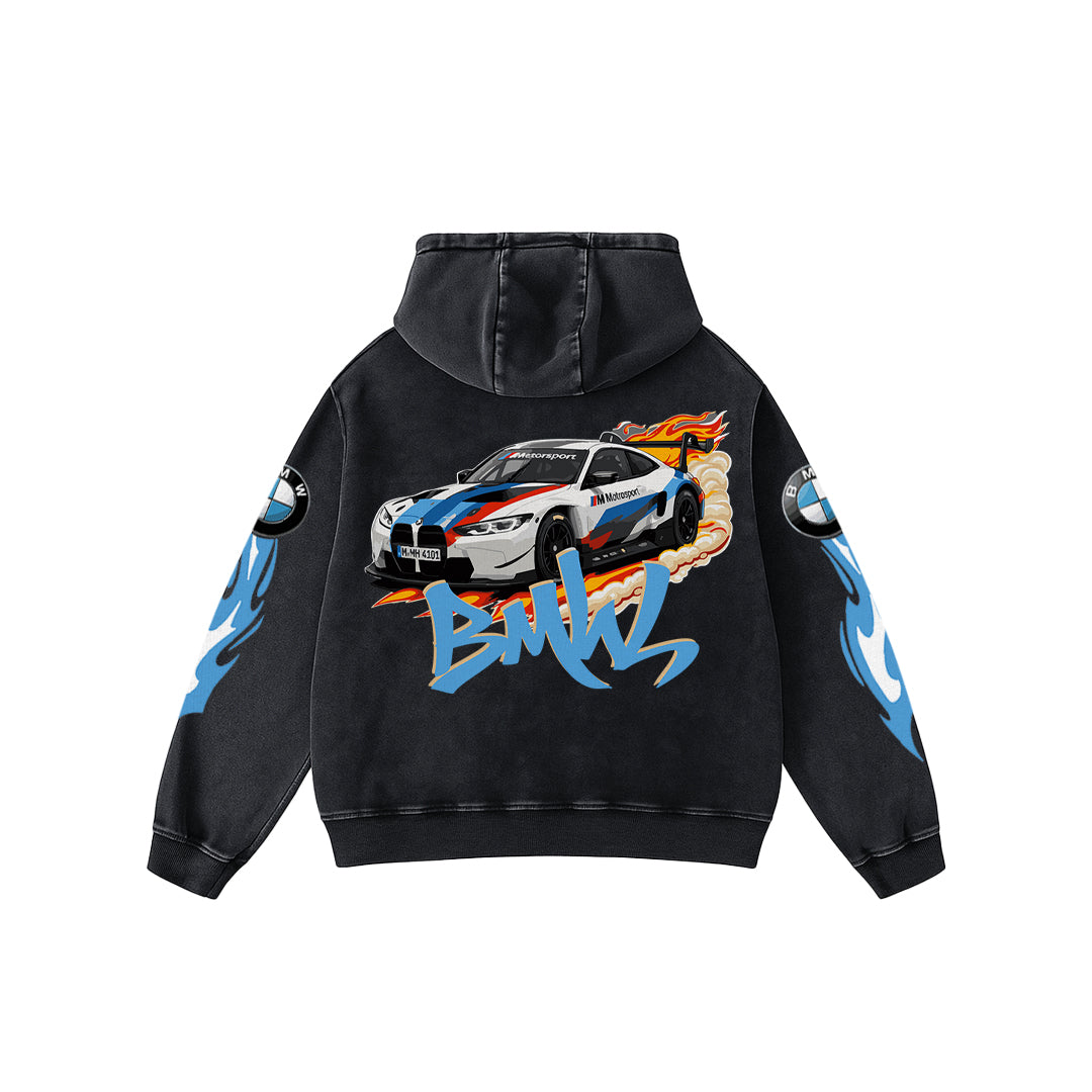 Midnight Drift Acid Wash Oversized Hoodie