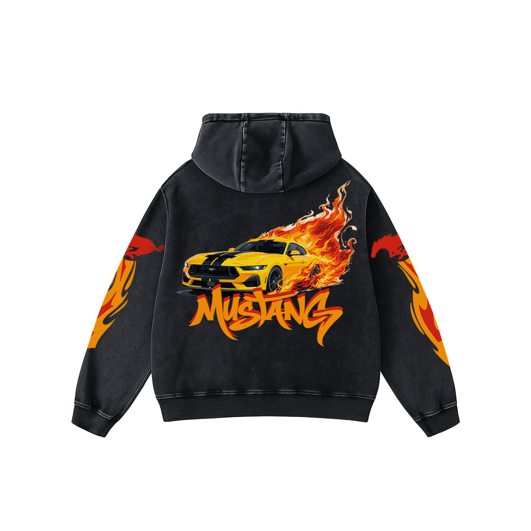 Wildfire Stallion Acid Wash Oversized Hoodie