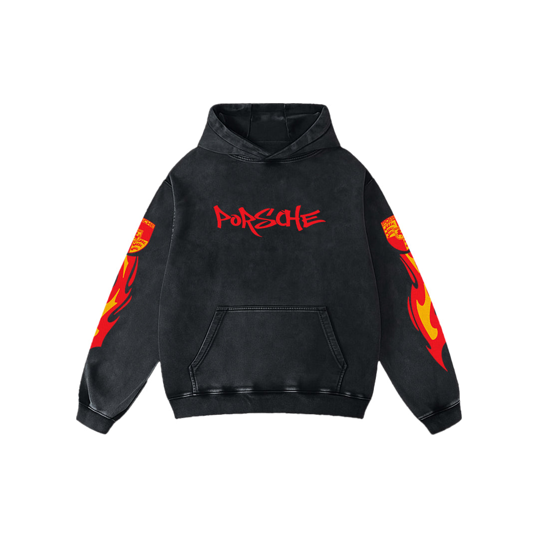 Redline Blaze Acid Wash Oversized Hoodie