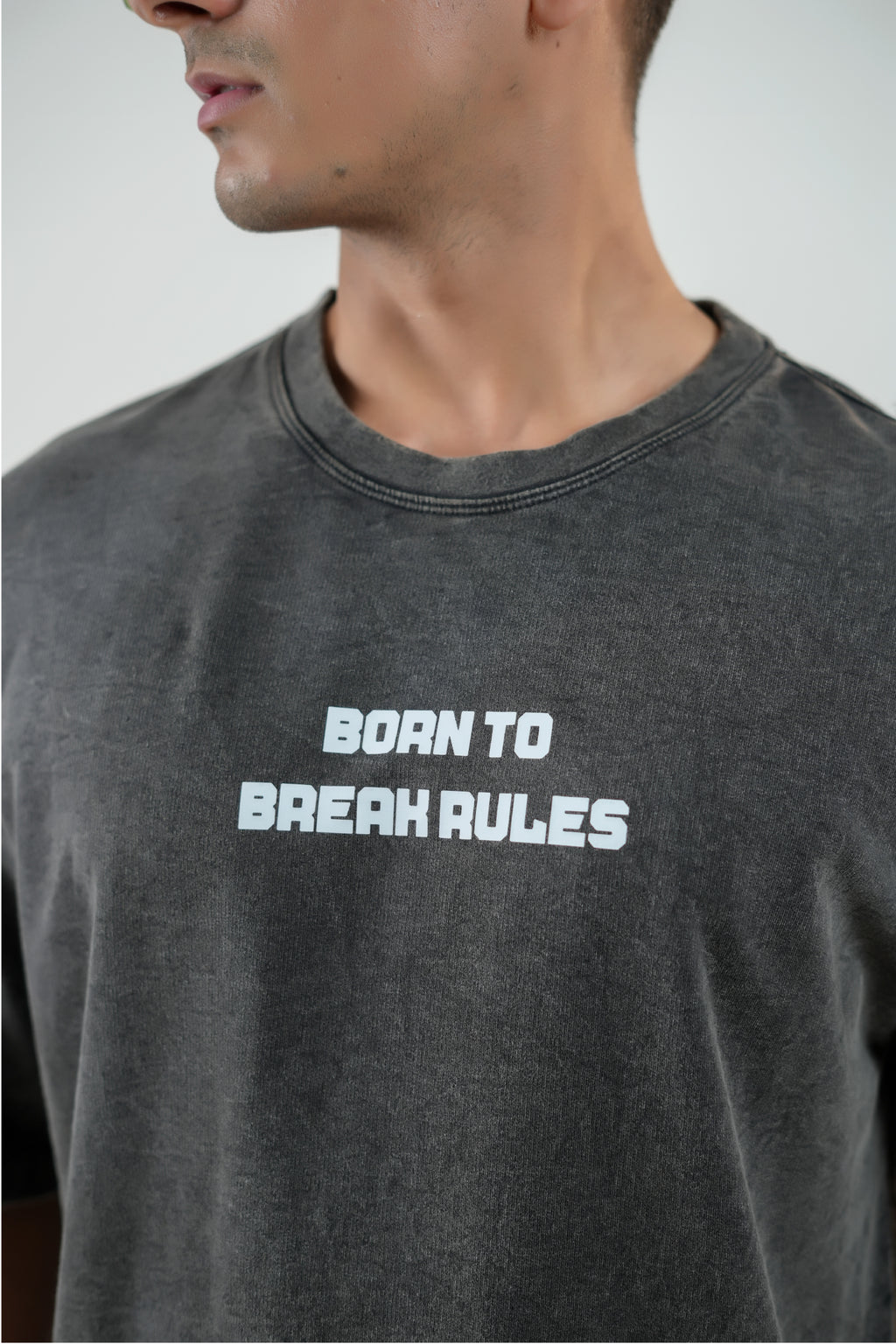 BORN TO BREAK RULES - ACID WASH UNISEX TEE