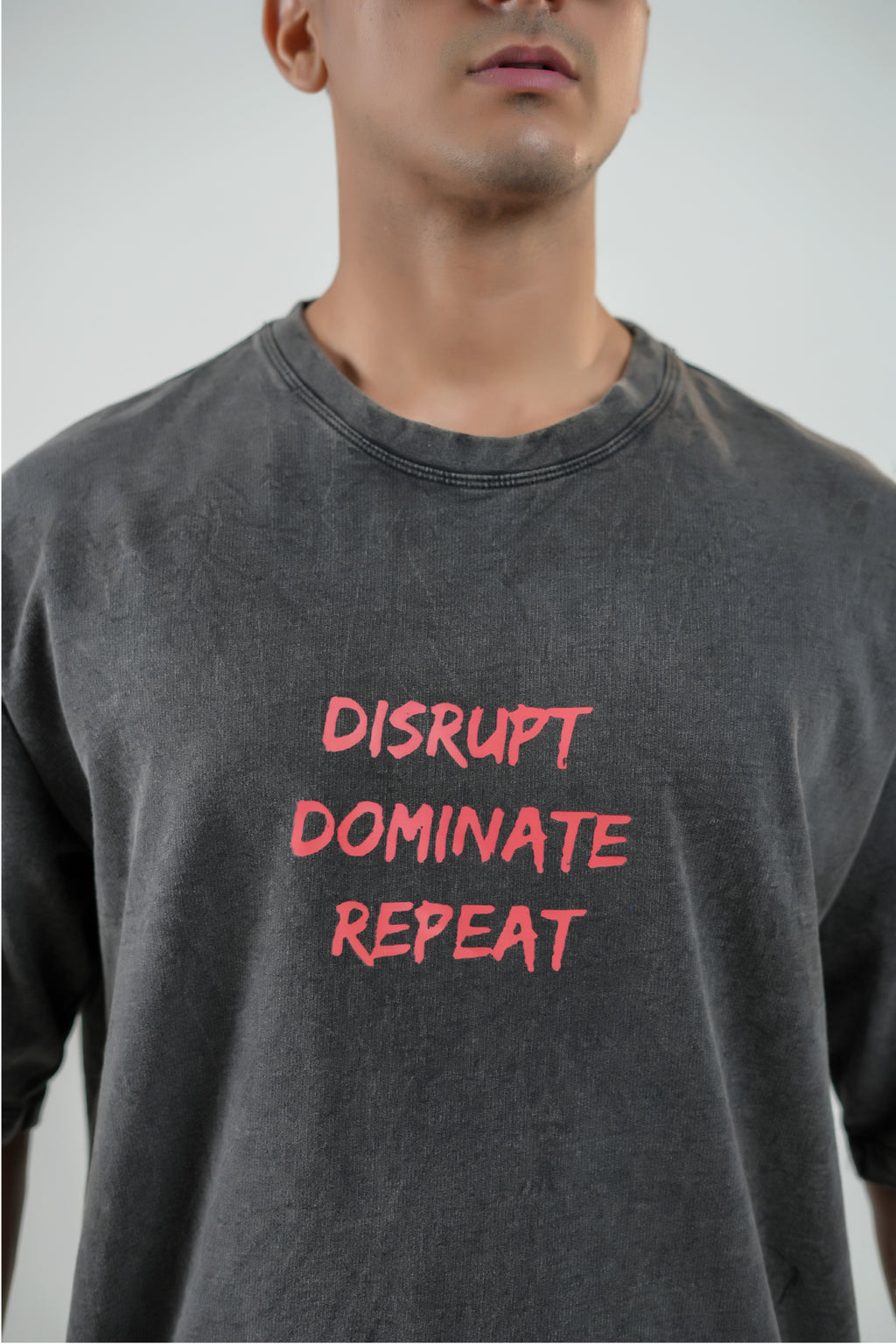DISRUPT, DOMINATE, REPEAT - CHARCOAL STATEMENT UNISEX TEE