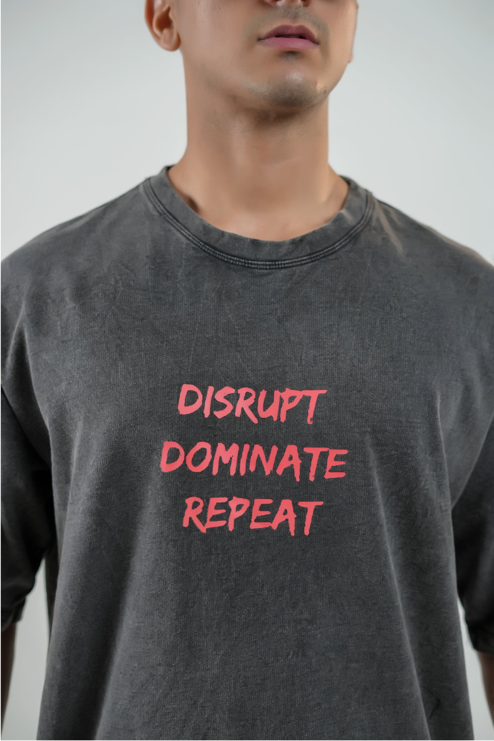 DISRUPT, DOMINATE, REPEAT - CHARCOAL STATEMENT UNISEX TEE