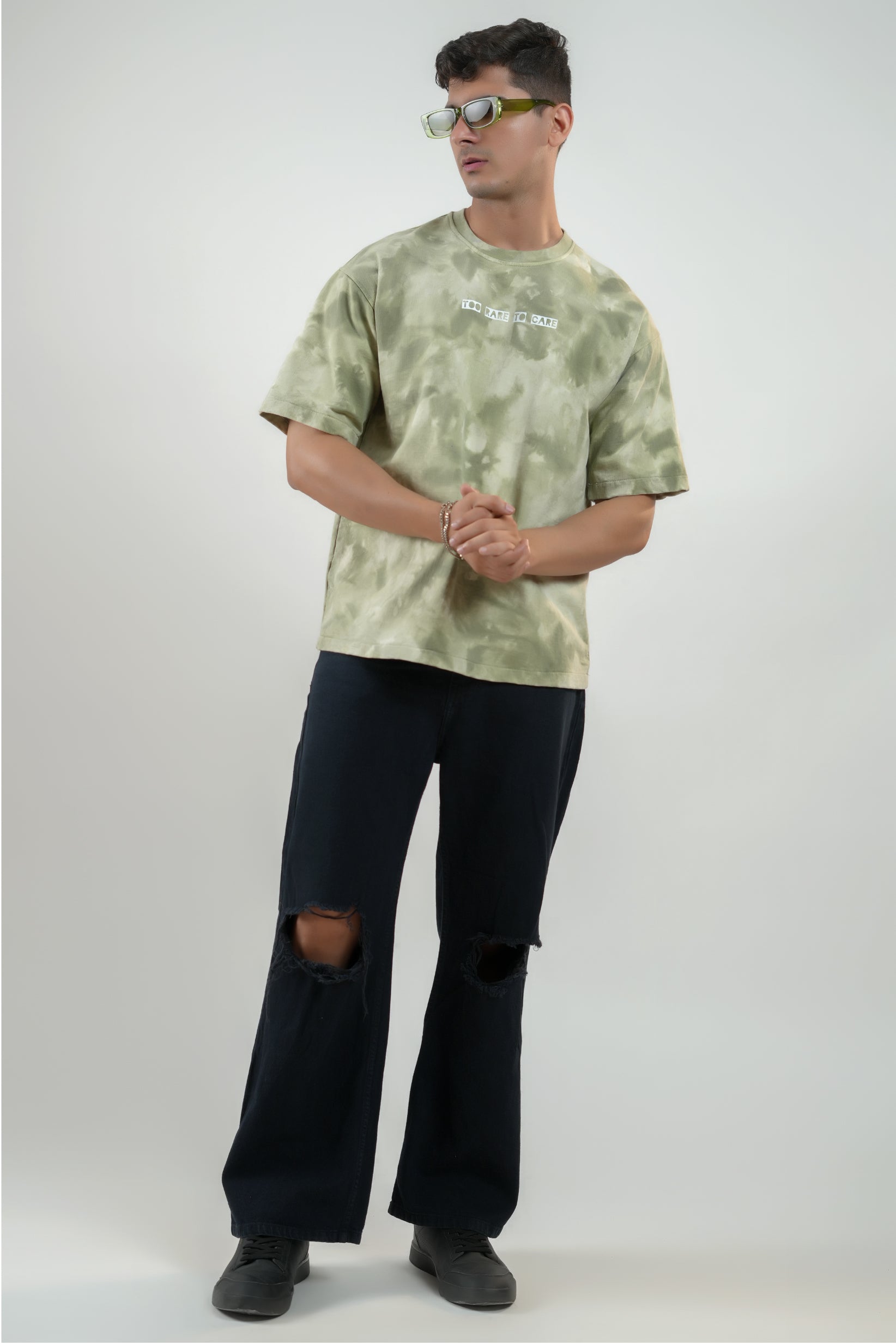 TOO RARE TO CARE – GREEN ACID WASH UNISEX TEE