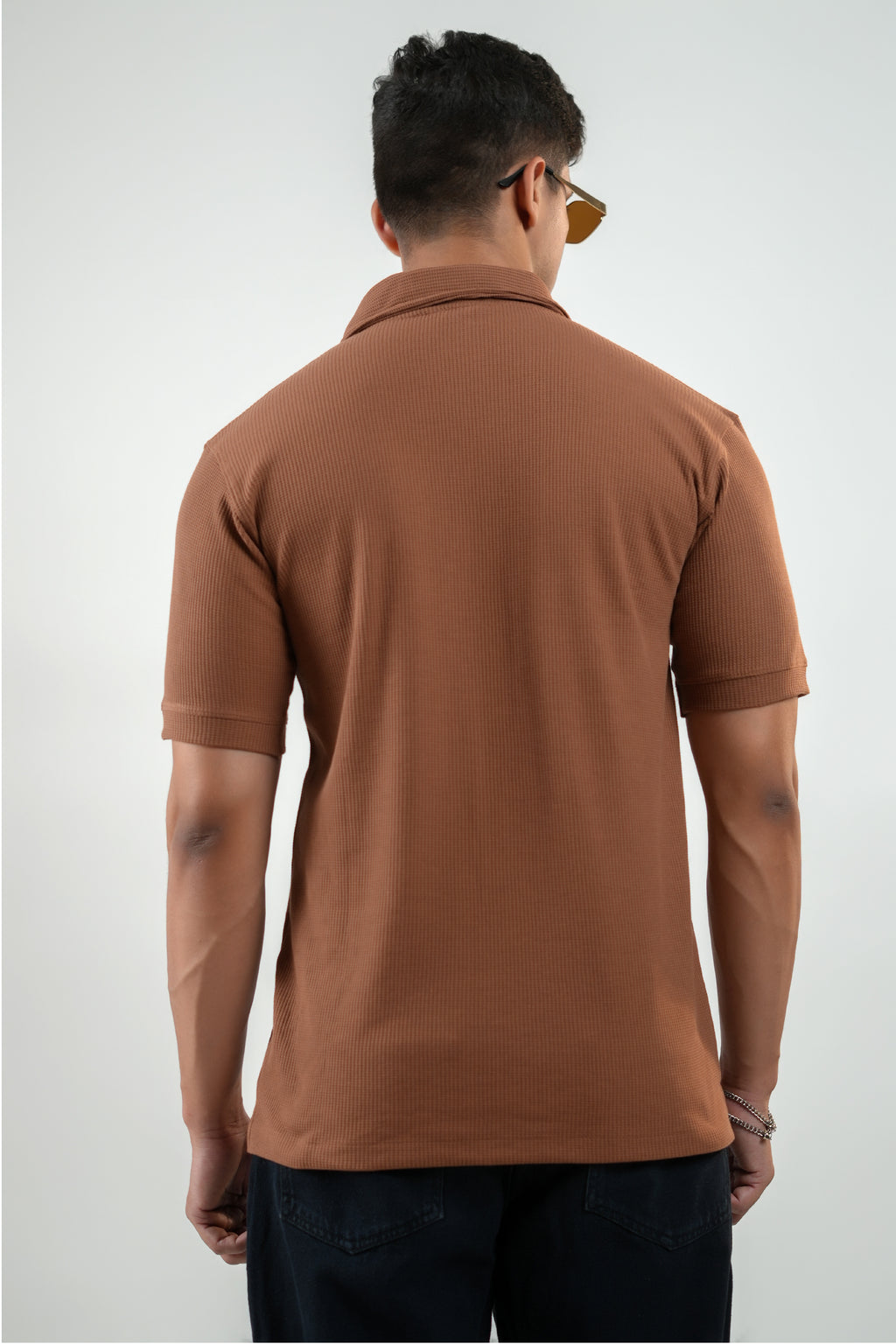 CLASSIC BROWN WAFFLE UNISEX POLO TEE