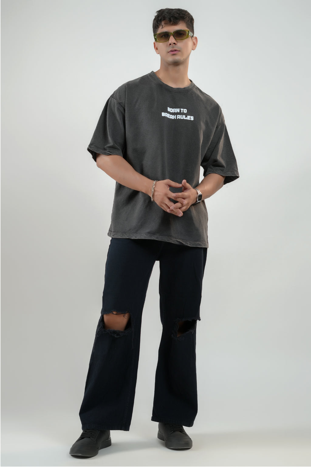 BORN TO BREAK RULES - ACID WASH UNISEX TEE