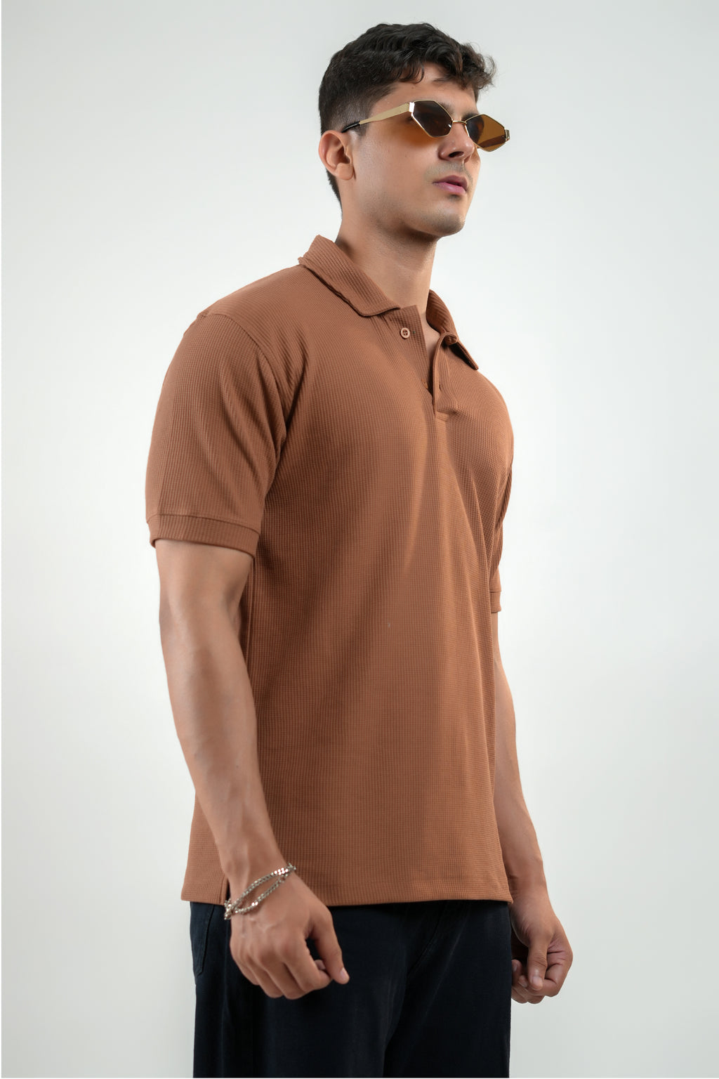 CLASSIC BROWN WAFFLE UNISEX POLO TEE