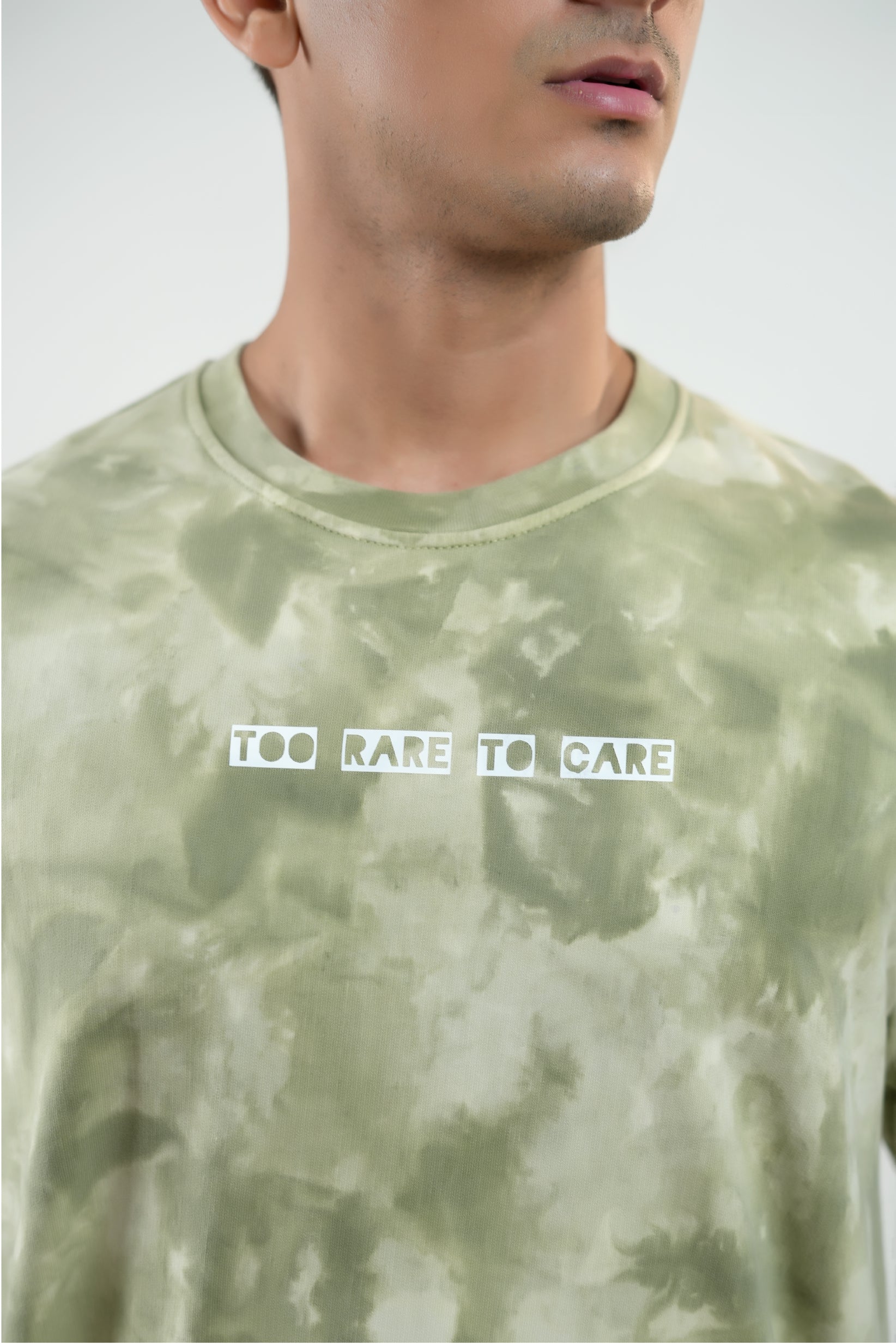 TOO RARE TO CARE – GREEN ACID WASH UNISEX TEE