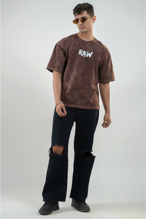 RAW ENERGY - BROWN ACID WASH UNISEX TEE