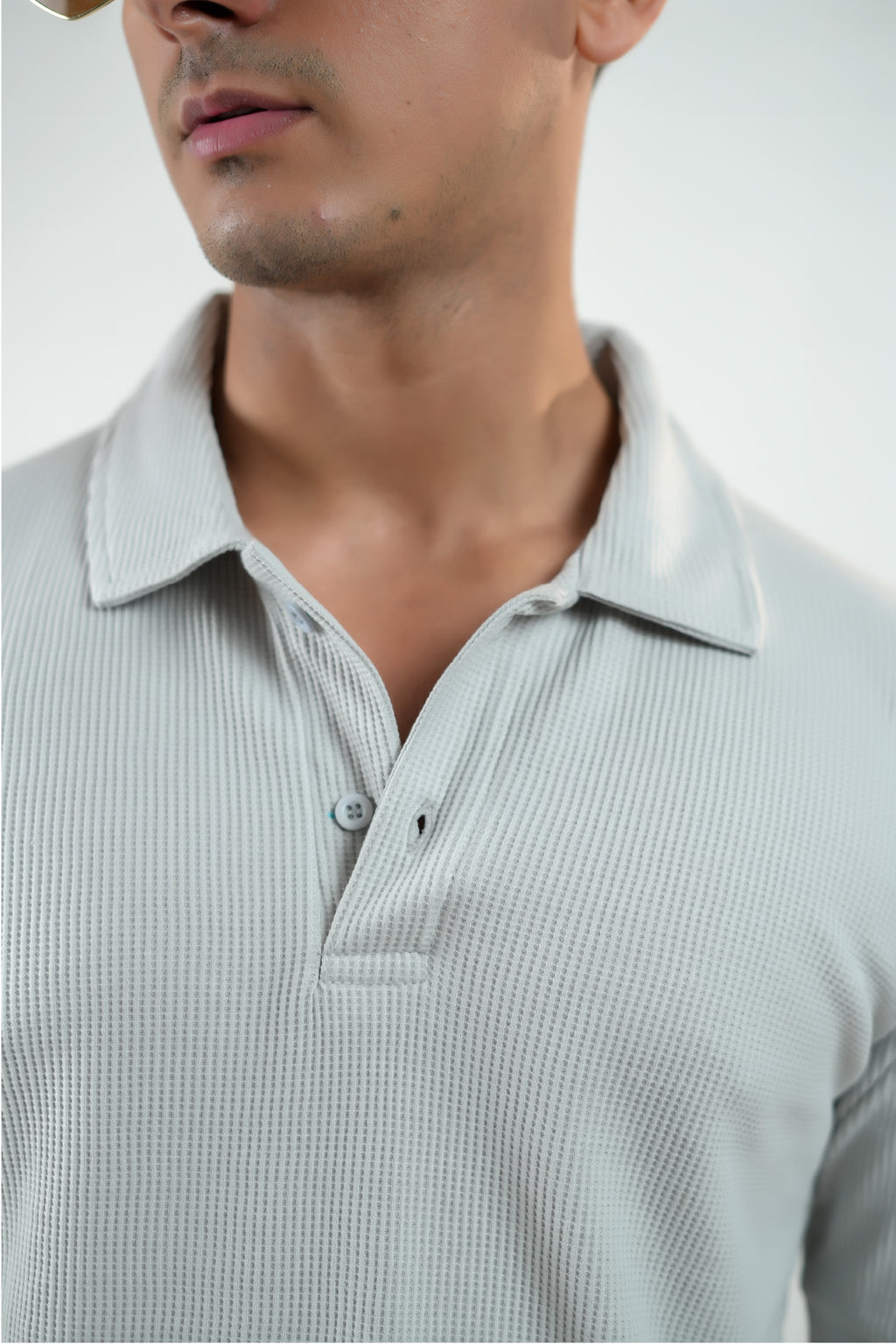 CLASSIC GREY WAFFLE UNISEX POLO TEE