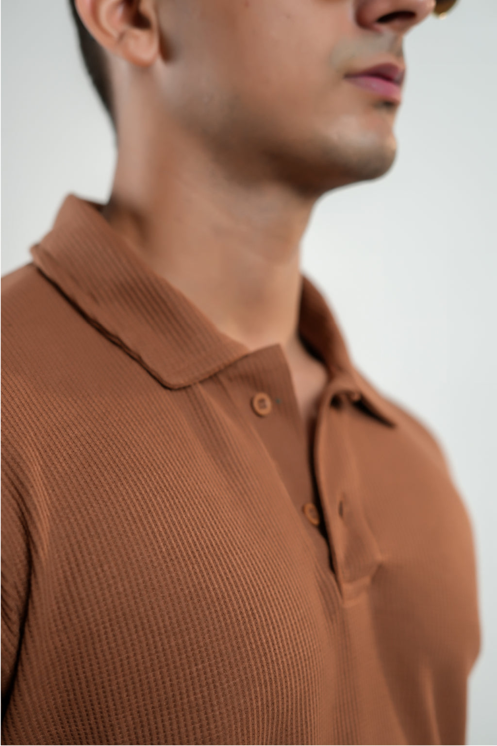 CLASSIC BROWN WAFFLE UNISEX POLO TEE