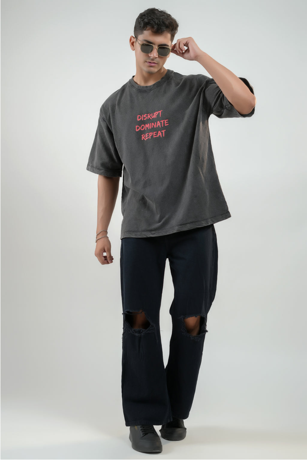 DISRUPT, DOMINATE, REPEAT - CHARCOAL STATEMENT UNISEX TEE