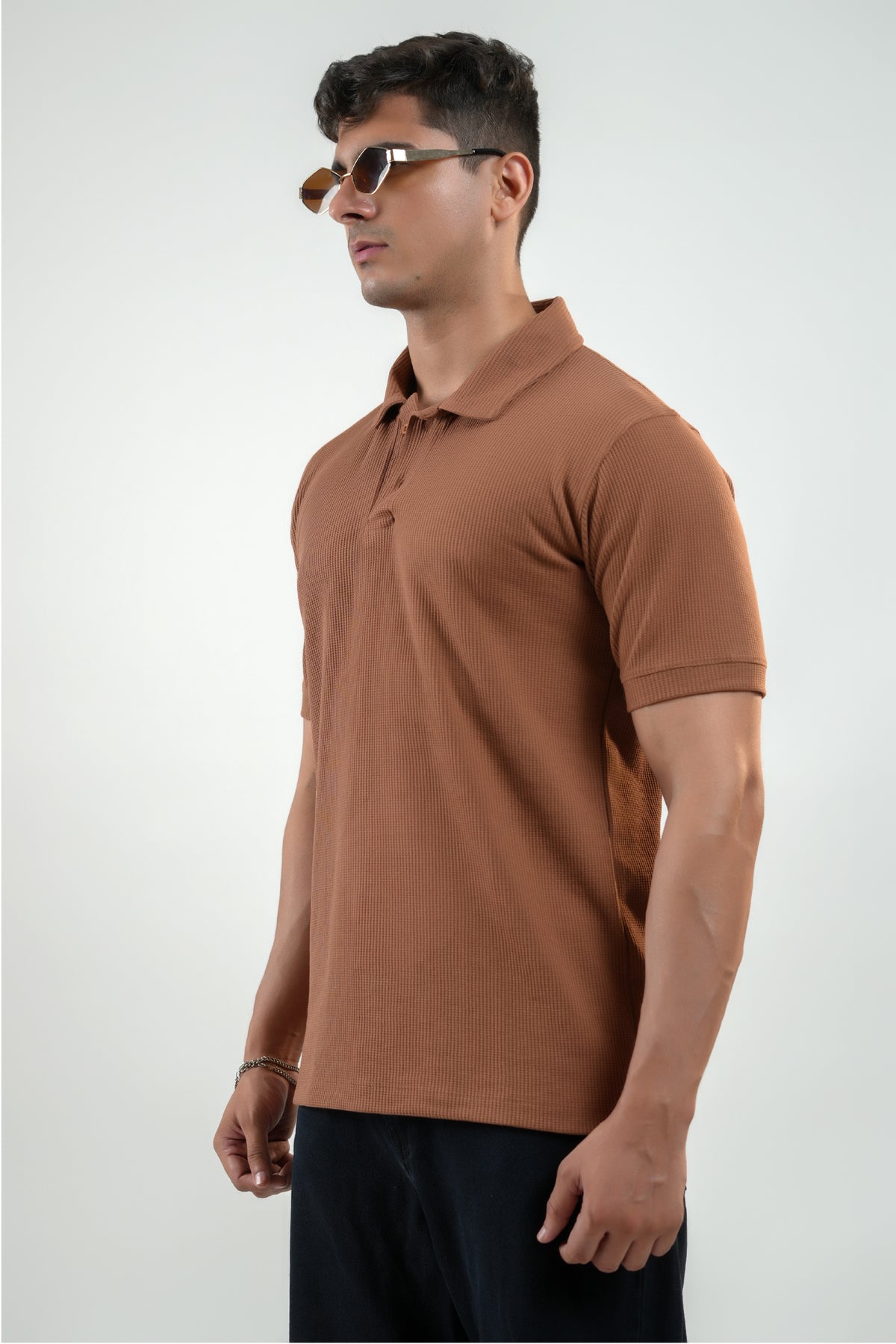 CLASSIC BROWN WAFFLE UNISEX POLO TEE