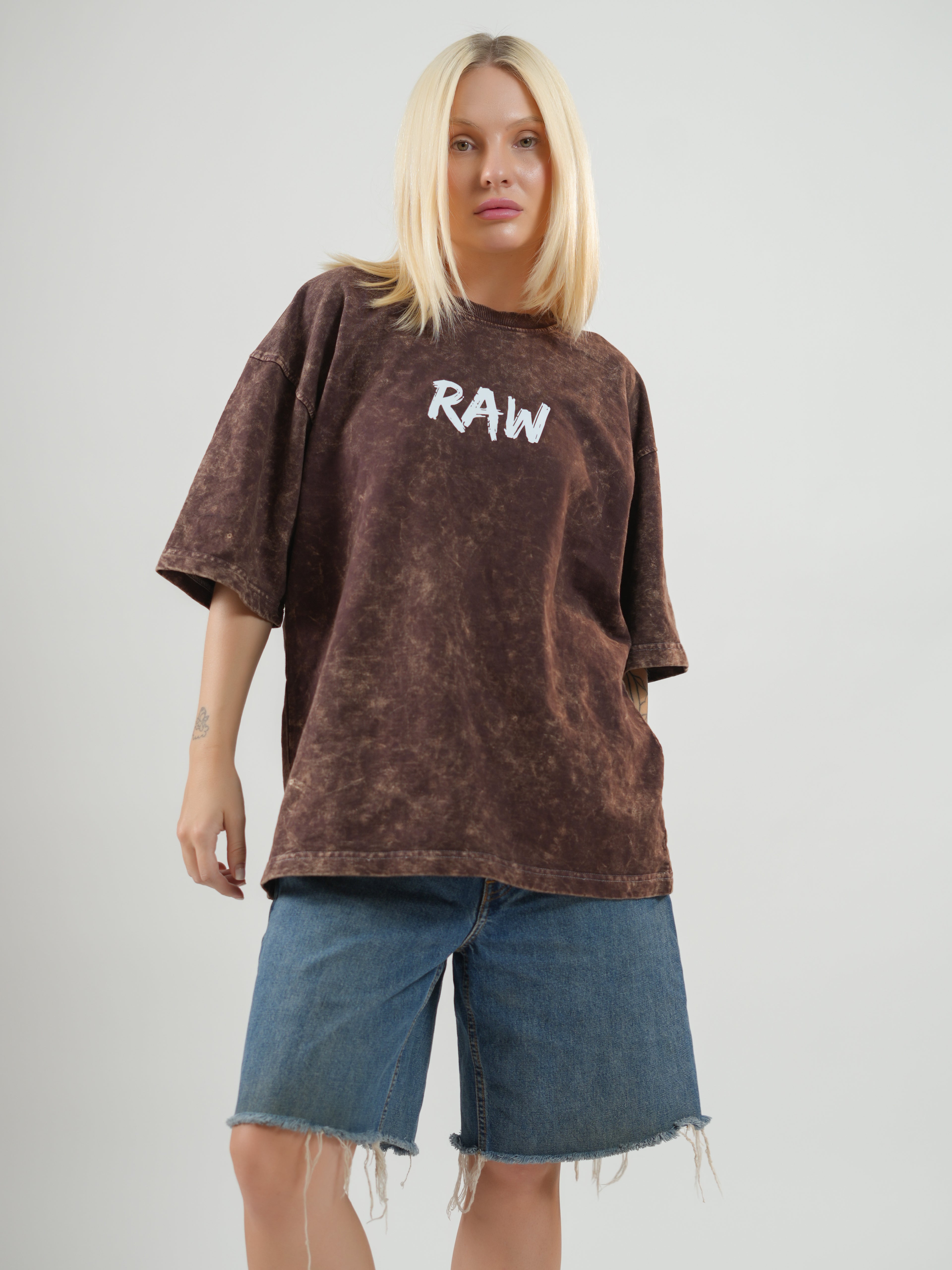 RAW ENERGY - BROWN ACID WASH UNISEX TEE